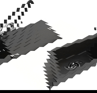 Mexen Cesar granitdiskho 1-fack med avrinning och köksblandare Duo, svart/guldmetall - 6514-75-671701-07-B