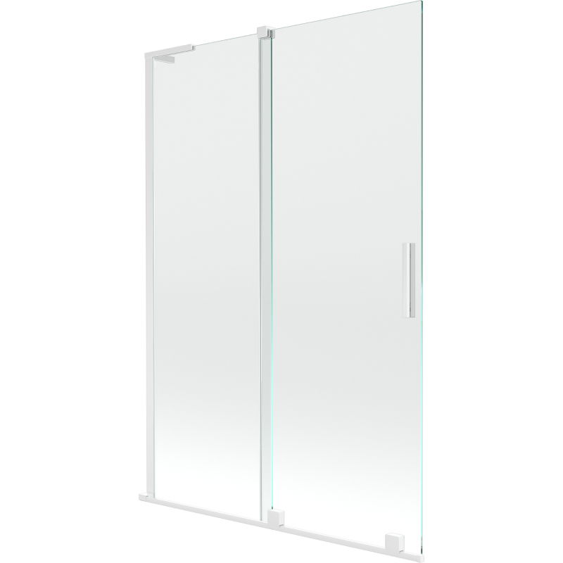 Mexen Velar L Badewannenabtrennung 2-flügelig verschiebbar 120 x 150 cm, transparent, weiß - 896-120-003-01-20