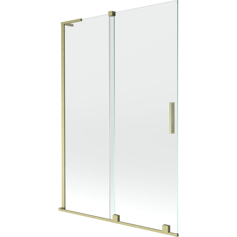 Mexen Velar L Badeabtrennung 2-flügelig verschiebbar 120 x 150 cm, transparent, gold gebürstet - 896-120-003-01-55