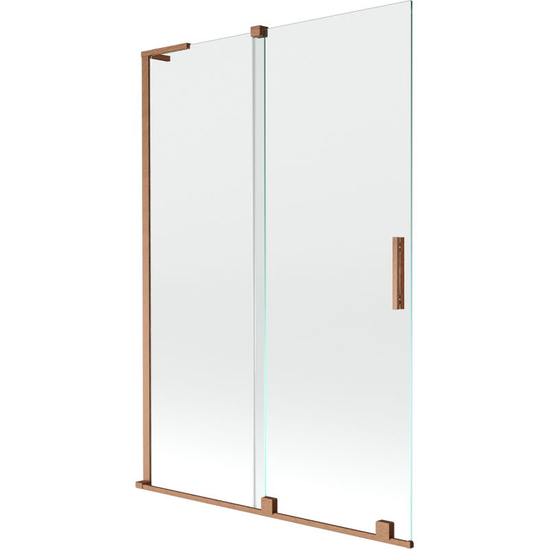 Mexen Velar L Badewannenwand 2-flügelig, verschiebbar 120 x 150 cm, transparent, gebürstetes Kupfer - 896-120-003-01-65