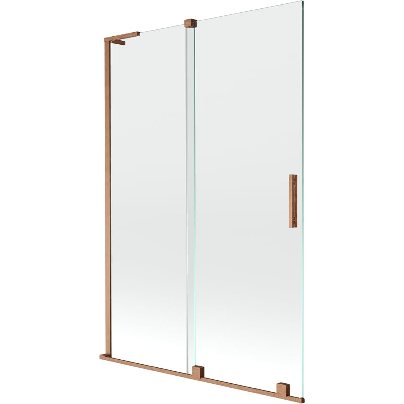 Mexen Velar L ducheira retrátil de 2 painéis 120 x 150 cm, transparente, cobre escovado - 896-120-003-01-65