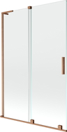 Mexen Velar L badwand 2-delig schuifbaar 120 x 150 cm, transparant, geborsteld koper - 896-120-003-01-65