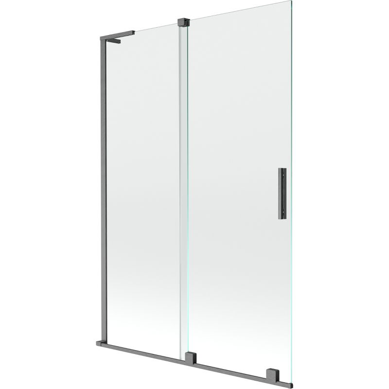 Mexen Velar L badwand, 2-delige schuifdeur 120 x 150 cm, transparant, geborsteld geweergrijs - 896-120-003-01-66