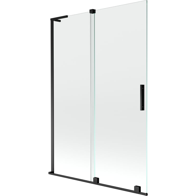 Mexen Velar L 2-delad skjutbar badrumsskärm 120 x 150 cm, transparent, svart - 896-120-003-01-70