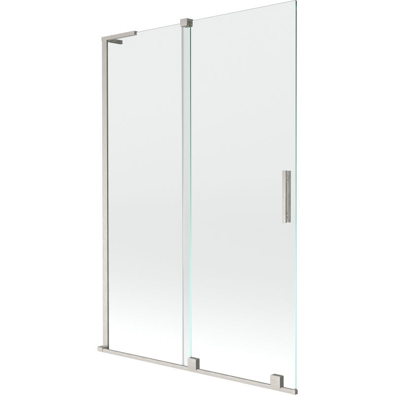 Mexen Velar L badwand 2-delig uitschuifbaar 120 x 150 cm, transparant, geborsteld nikkel - 896-120-003-01-97