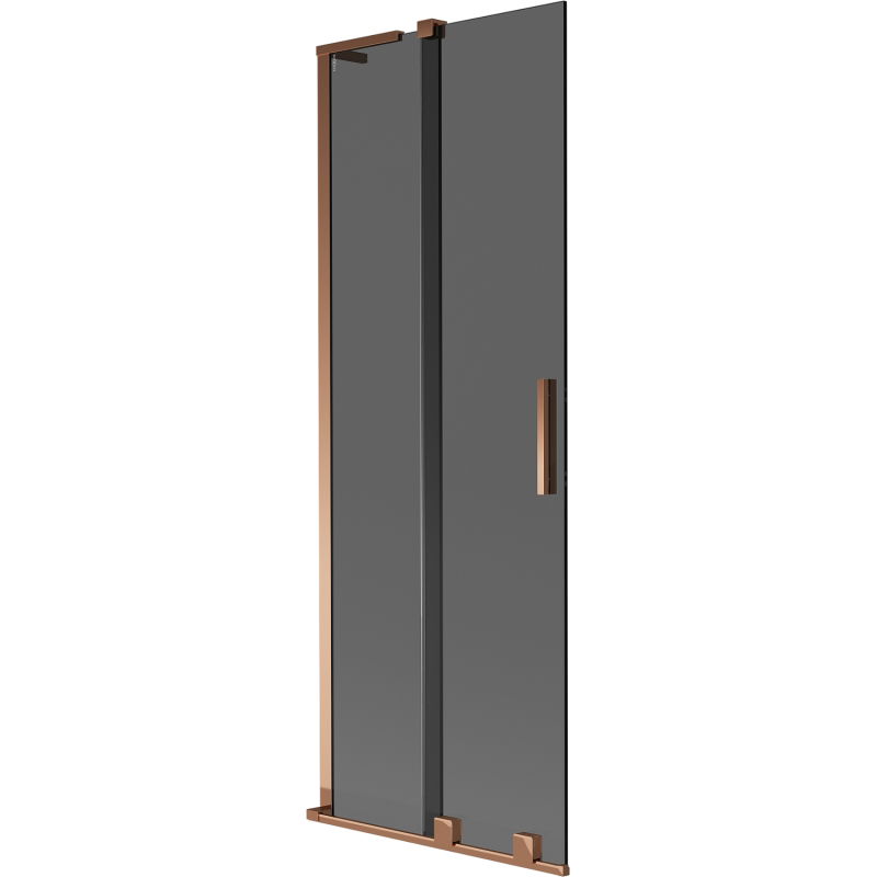 Mexen Velar L Badewannenabtrennung 2-flügelig verschiebbar 75 x 150 cm, Graphit, Roségold - 896-075-003-41-60