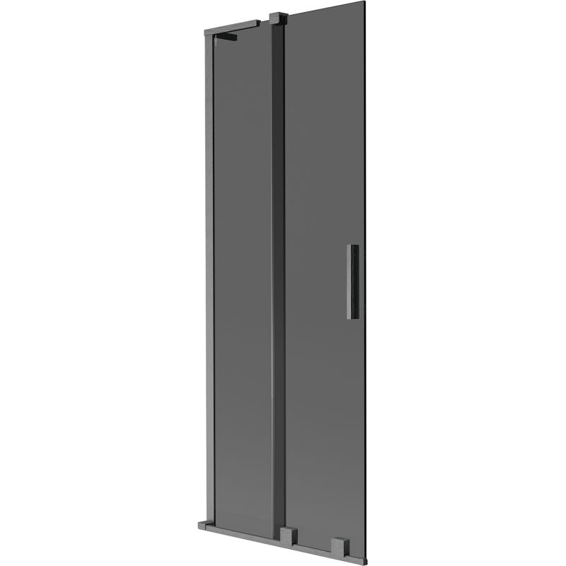 Mexen Velar L Badewannenabtrennung 2-flügelig, verschiebbar 75 x 150 cm, Graphit, gebürstetes Gun Gray - 896-075-003-41-66