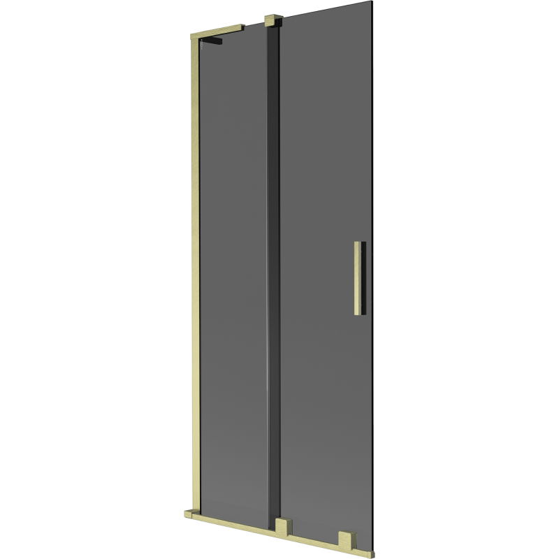 Mexen Velar L Badewannenabtrennung 2-teilig verschiebbar 80 x 150 cm, graphit, gebürstetes Gold - 896-080-003-41-55