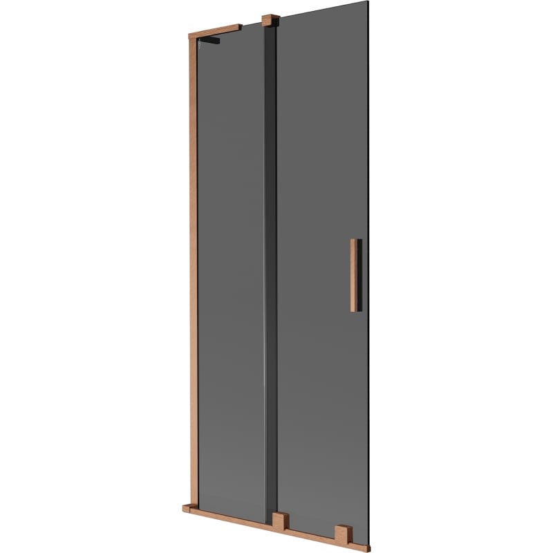 Mexen Velar L paratia per vasca da bagno scorrevole a 2 ante 80 x 150 cm, grafite, rame spazzolato - 896-080-003-41-65