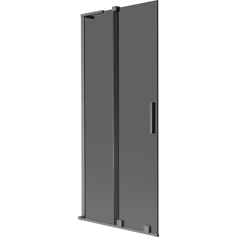 Mexen Velar L Badewannenabtrennung 2-flügelige Schiebetür 80 x 150 cm, Graphit, gebürstetes Gun Gray - 896-080-003-41-66