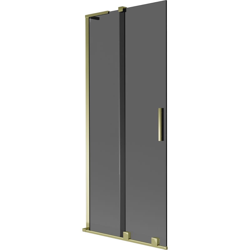 Mexen Velar L Badewannenwand 2-flügelig verschiebbar 85 x 150 cm, Graphit, Gold - 896-085-003-41-50