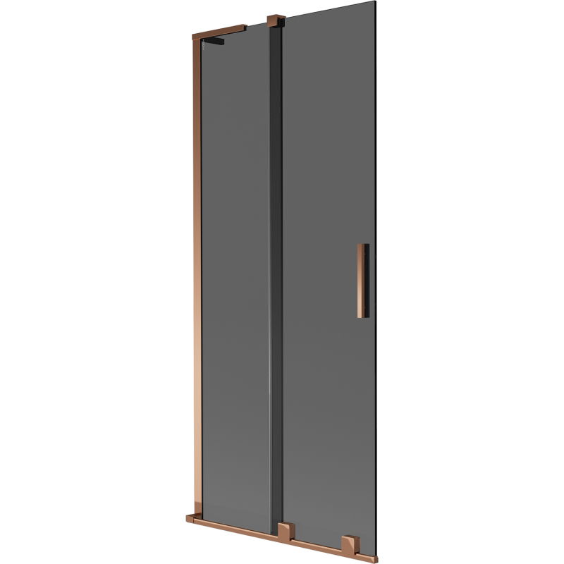 Mexen Velar L Badewannen-Faltwand 2-teilig verschiebbar 85 x 150 cm, Graphit, Roségold - 896-085-003-41-60