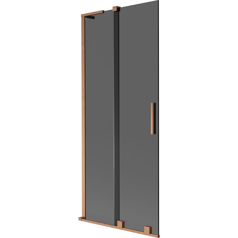 Mexen Velar L badwand 2-delig schuifbaar 85 x 150 cm, grafiet, geborsteld koper - 896-085-003-41-65