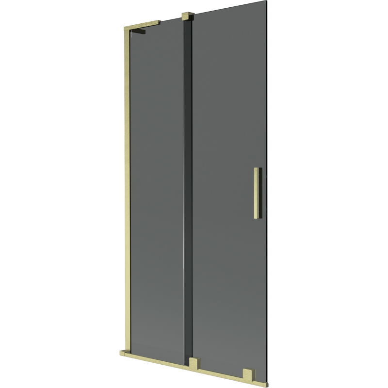 Mexen Velar L 2-flügelige verschiebbare Badewannenwand 90 x 150 cm, Graphit, gebürstetes Gold - 896-090-003-41-55