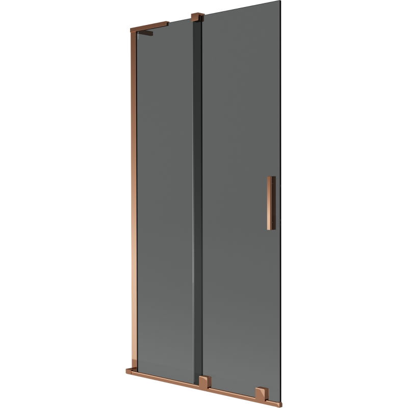 Mexen Velar L mampara de ducha de 2 hojas corredera 90 x 150 cm, grafito, oro rosa - 896-090-003-41-60