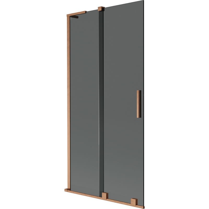 Mexen Velar L Badewannenwand 2-flügelig verschiebbar 90 x 150 cm, Graphit, gebürstetes Kupfer - 896-090-003-41-65