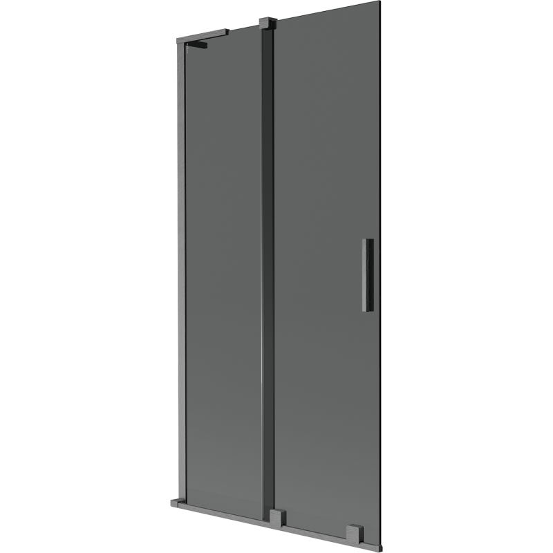 Mexen Velar L Badewannenfaltwand 2-teilig verschiebbar 90 x 150 cm, graphit, gebürstetes Gun Gray - 896-090-003-41-66