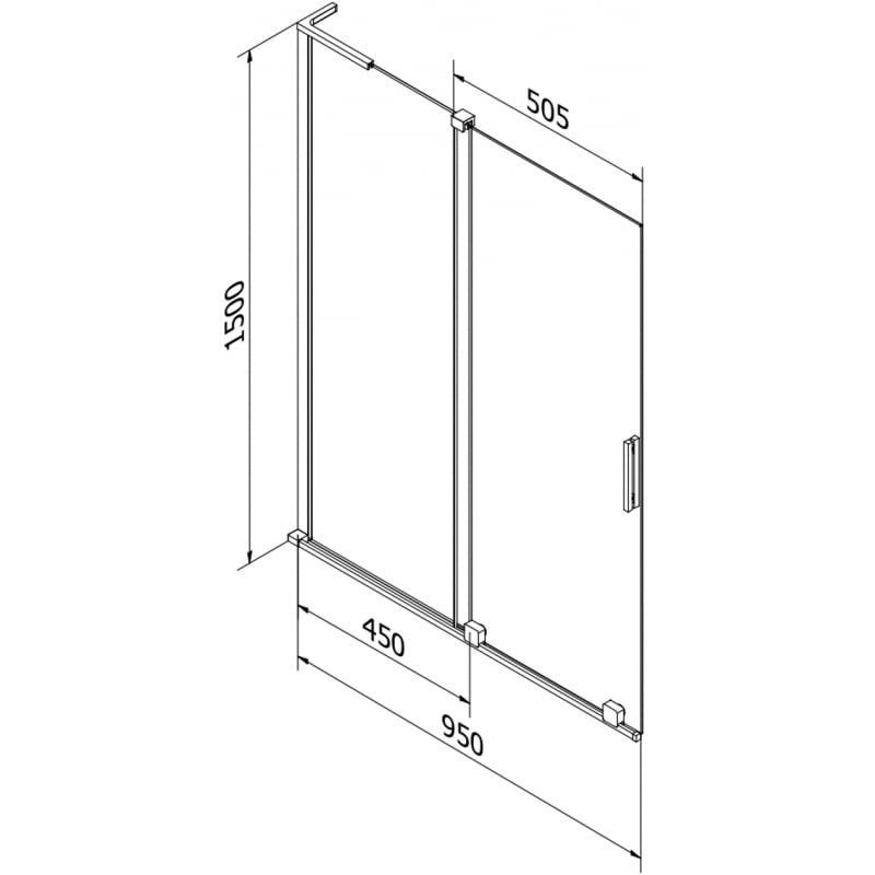 Mexen Velar L painel de banho de 2 asas deslizantes 95 x 150 cm, grafite, branco - 896-095-003-41-20