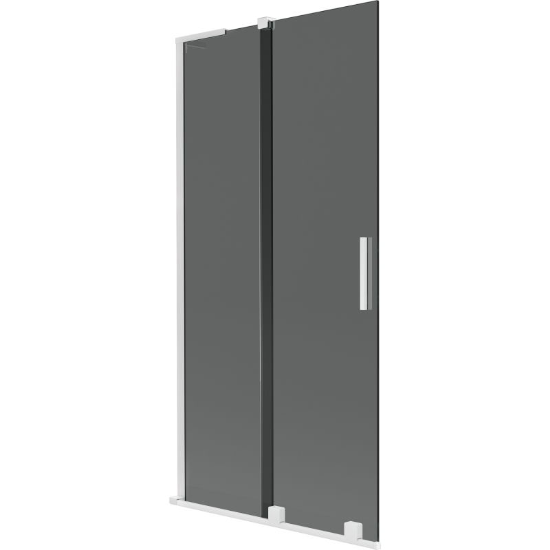Mexen Velar L badwand, 2-delige schuifbare 95 x 150 cm, grafiet, wit - 896-095-003-41-20