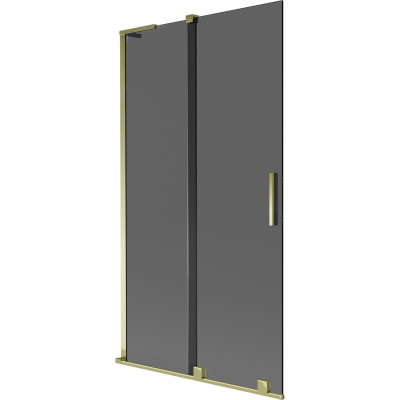 Mexen Velar L Badewannenabtrennung 2-flügelig verschiebbar 100 x 150 cm, graphit, gold - 896-100-003-41-50