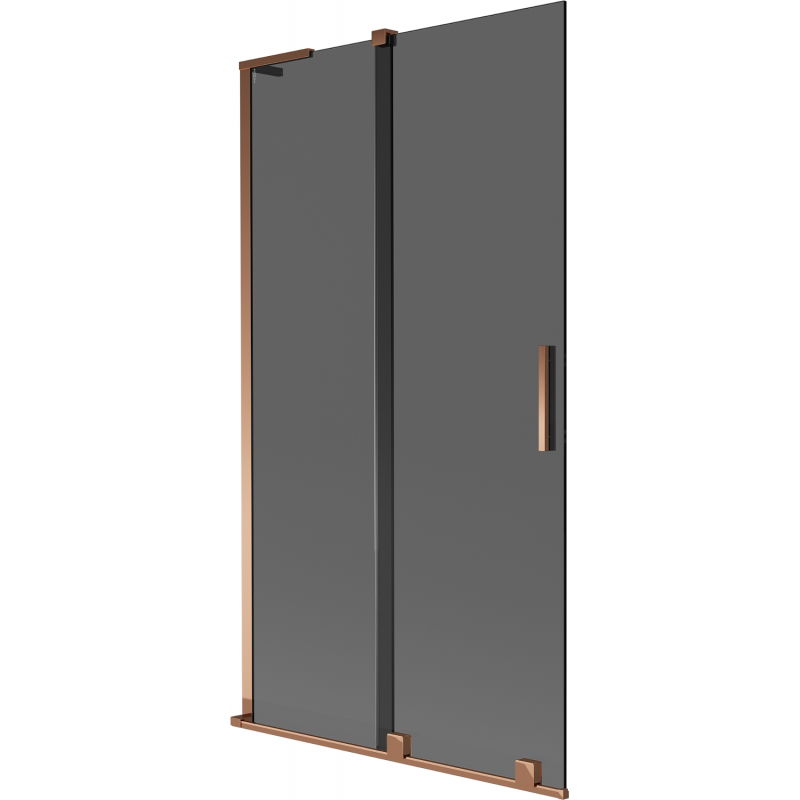 Mexen Velar L Badewannenfaltwand 2-flügelig, Schiebe, 100 x 150 cm, Graphit, Roségold - 896-100-003-41-60