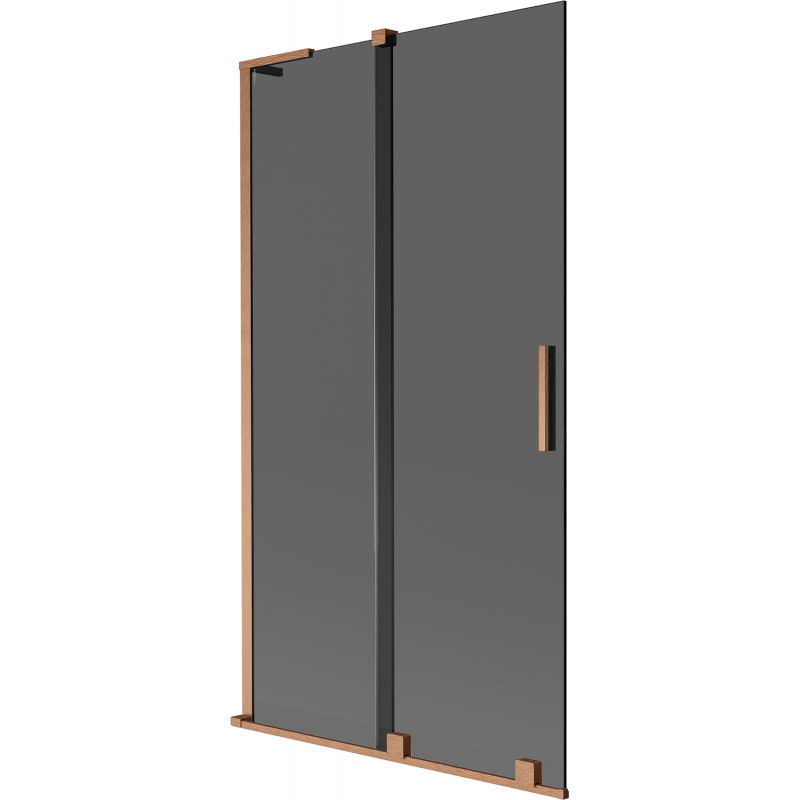 Mexen Velar L badwand scherm 2-delige schuif 100 x 150 cm, grafiet, geborsteld koper - 896-100-003-41-65