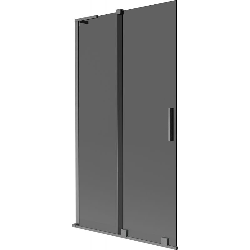 Mexen Velar L badwand scherm 2-delig schuifbaar 100 x 150 cm, grafiet, geborsteld geweergrijs - 896-100-003-41-66