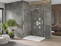 Mexen Omega kabina prysznicowa rozsuwana 130 x 80 cm, transparent, chrom + brodzik Flat - 825-130-080-01-00-4010