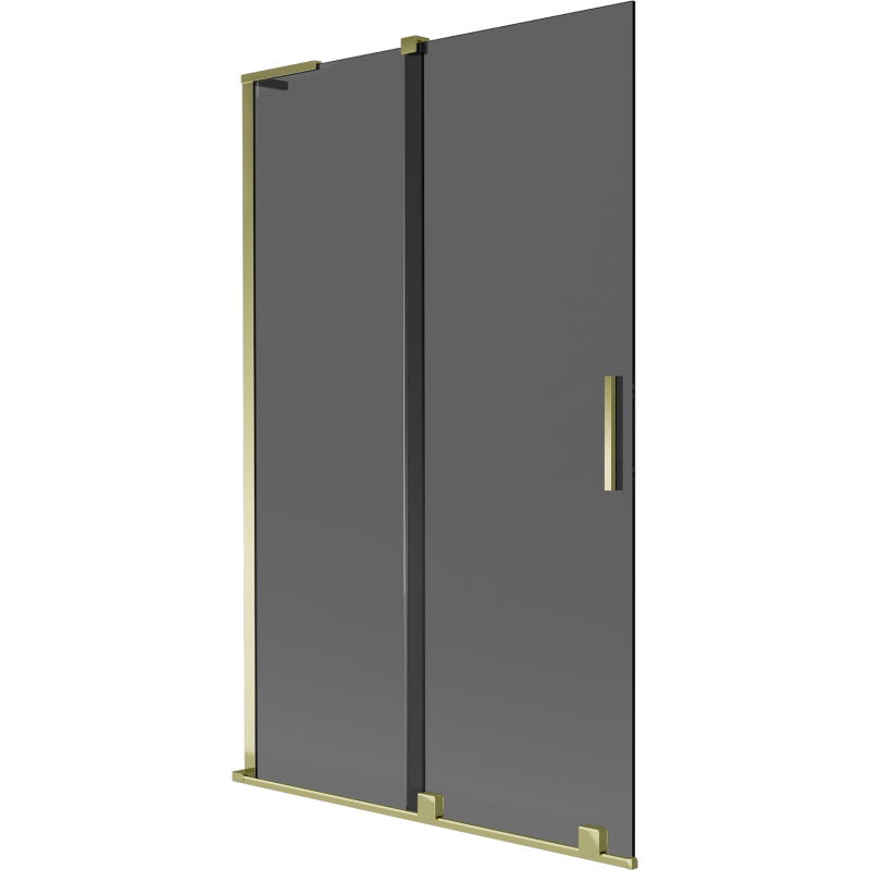 Mexen Velar L paratia vasca da bagno a 2 ante scorrevoli 110 x 150 cm, grafite, oro - 896-110-003-41-50