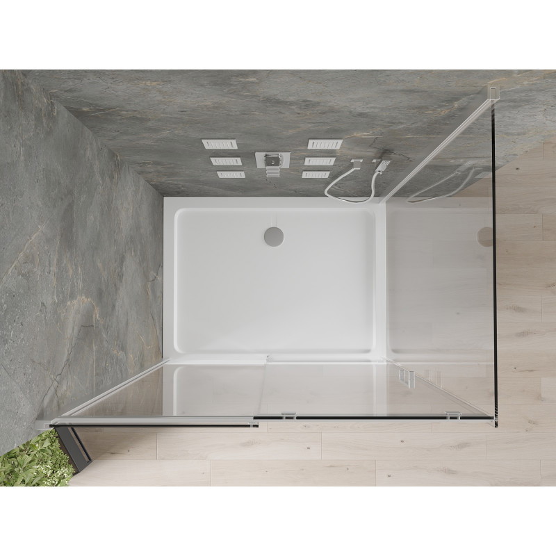 Mexen Omega cabine de douche coulissante 130 x 80 cm, transparent, chrome + bac à douche plat - 825-130-080-01-00-4010
