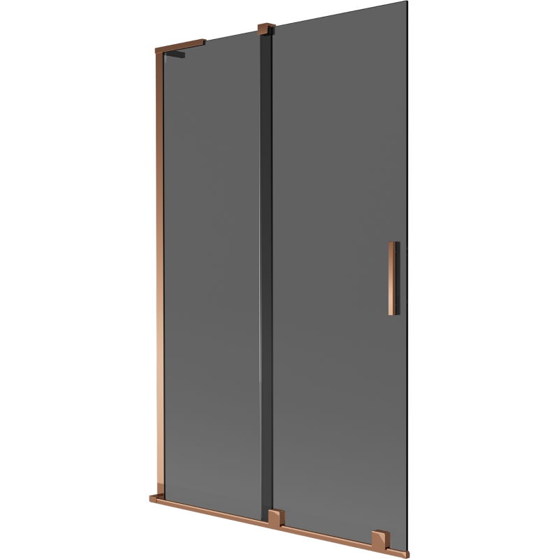 Mexen Velar L badscherm 2-delig schuifbaar 110 x 150 cm, grafiet, roze goud - 896-110-003-41-60