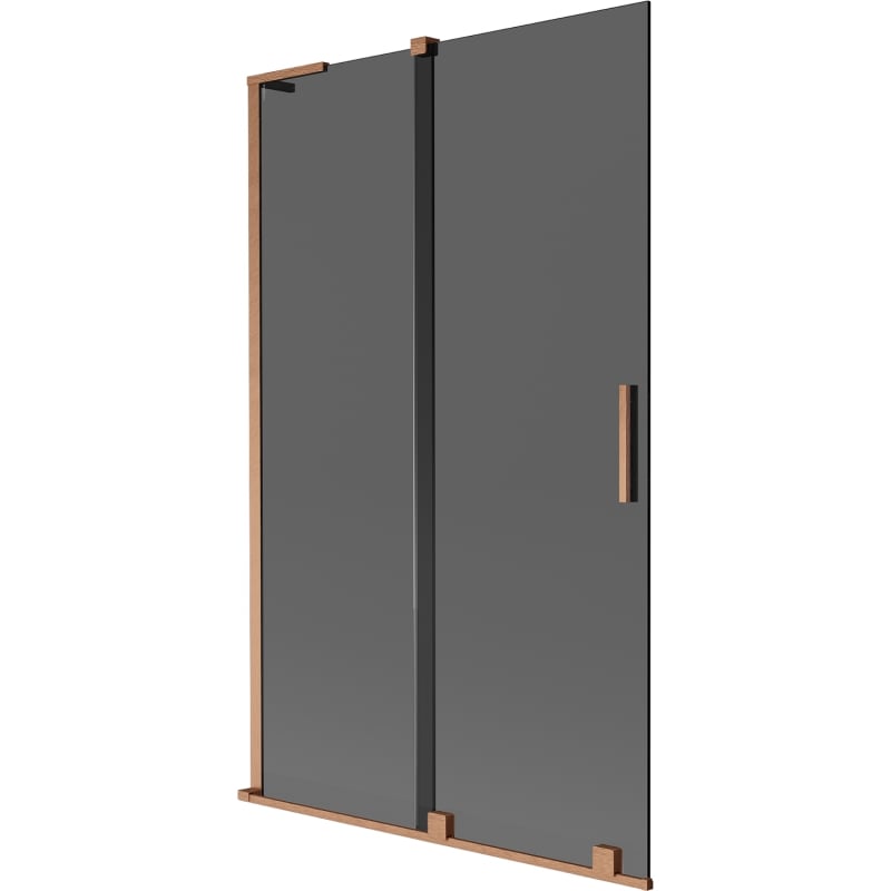 Mexen Velar L parede de banheira deslizante de 2 painéis 110 x 150 cm, grafite, cobre escovado - 896-110-003-41-65