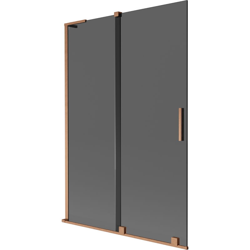 Mexen Velar L Badewannenabdeckung 2-flügelig Schiebbar 120 x 150 cm, Graphit, Gebürstetes Kupfer - 896-120-003-41-65