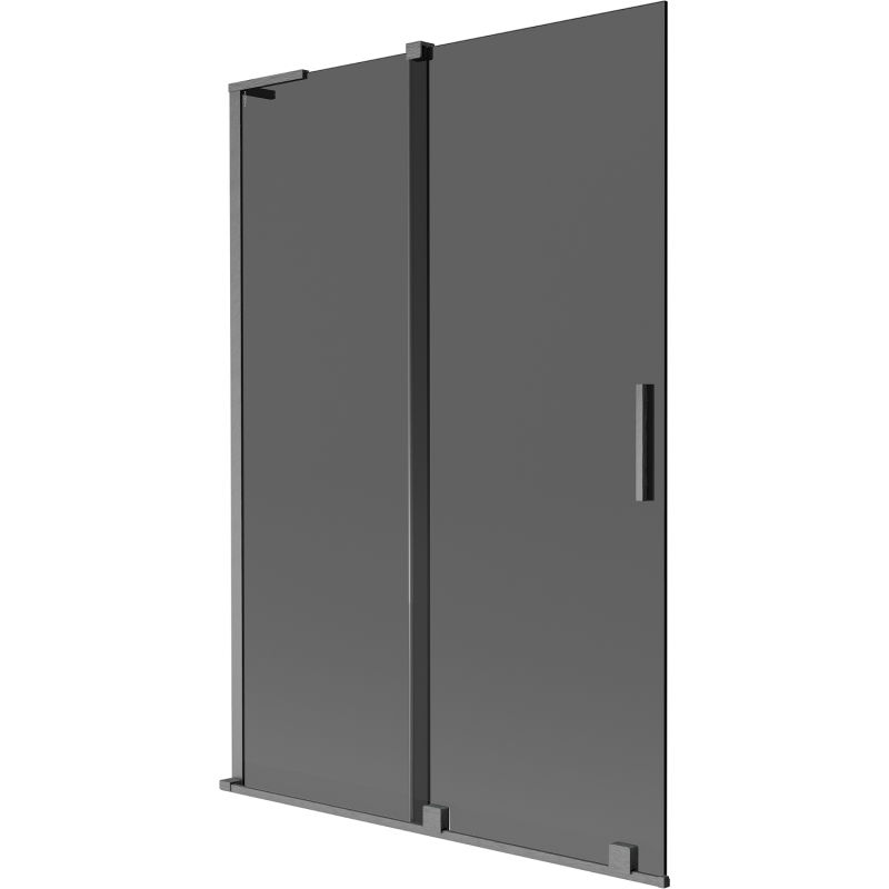 Mexen Velar L Badewannenabtrennung 2-flügelig verschiebbar 120 x 150 cm, graphit, gebürstetes Gun Gray - 896-120-003-41-66