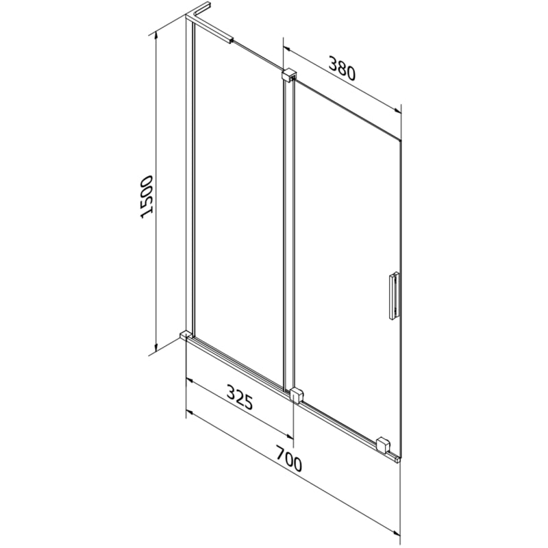 Mexen Velar L kahe tiivaga vannitoa ekraan, 70 x 150 cm, matt, must - 896-070-003-31-70