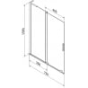 Mexen Velar L paratia vasca da bagno scorrevole a 2 ante 75 x 150 cm, ghiacciato, dorato - 896-075-003-31-50