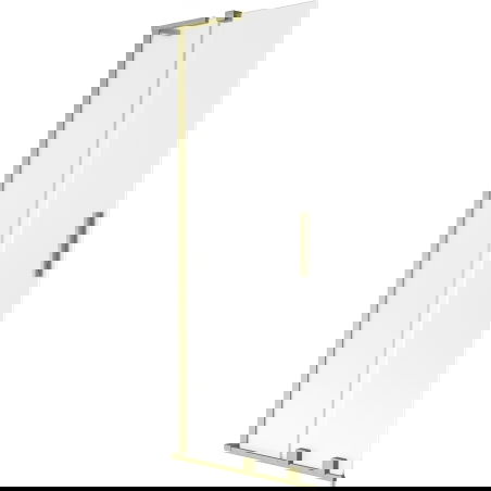 Mexen Velar L tvådelad skjutbar duschvägg 75 x 150 cm, frostad, borstad guld - 896-075-003-31-55