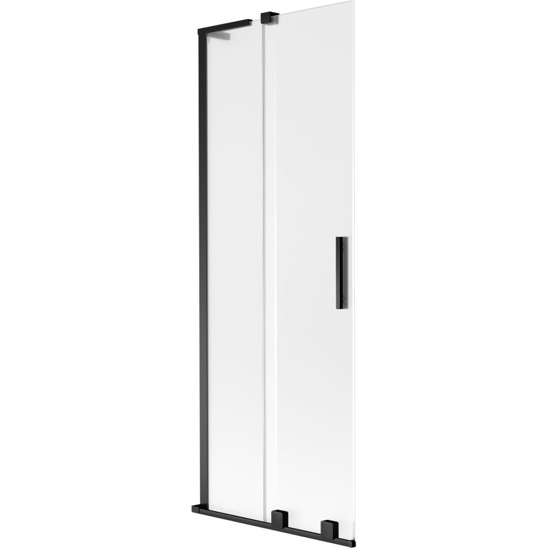 Mexen Velar L Badewannenabtrennung 2-flügelig verschiebbar 75 x 150 cm, Milchglas, Schwarz - 896-075-003-31-70