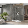 Mexen Omega schuifbare douchecabine 140 x 70 cm, transparant, chroom + Flat douchebak - 825-140-070-01-00-4010