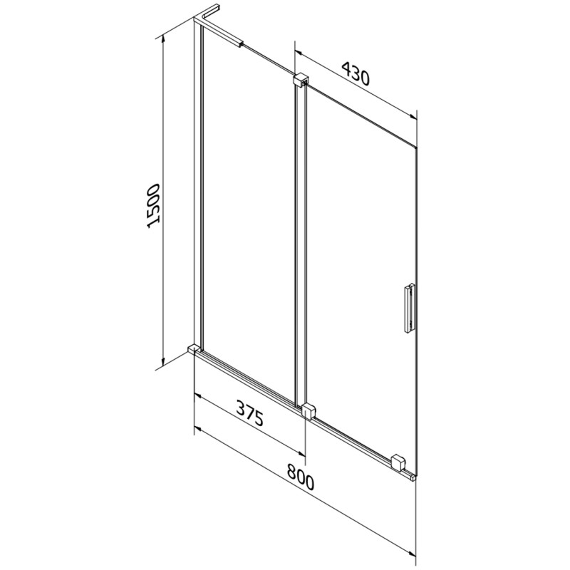 Mexen Velar L vanni kaheosaline lükanduks 80 x 150 cm, jäätunud, kroom - 896-080-003-31-01