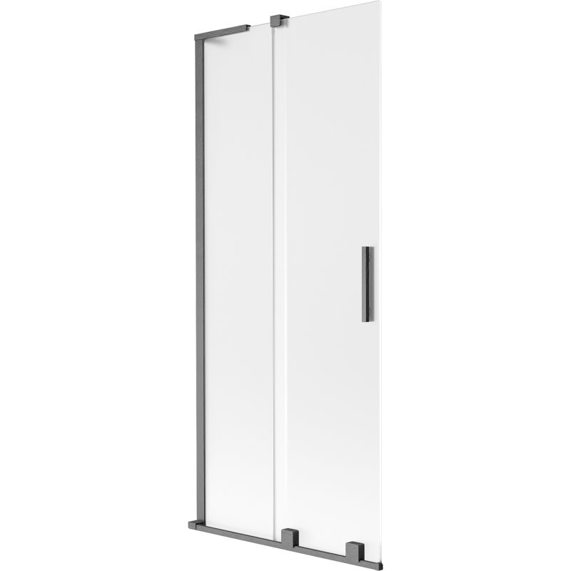 Mexen Velar L Badewannenwand 2-flügelig, verschiebbar 80 x 150 cm, matt, gebürstetes Gun Gray - 896-080-003-31-66
