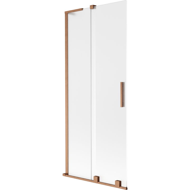 Mexen Velar L Badewannenabtrennung 2-flügelig Schiebetür 85 x 150 cm, Milchglas, gebürstetes Kupfer - 896-085-003-31-65