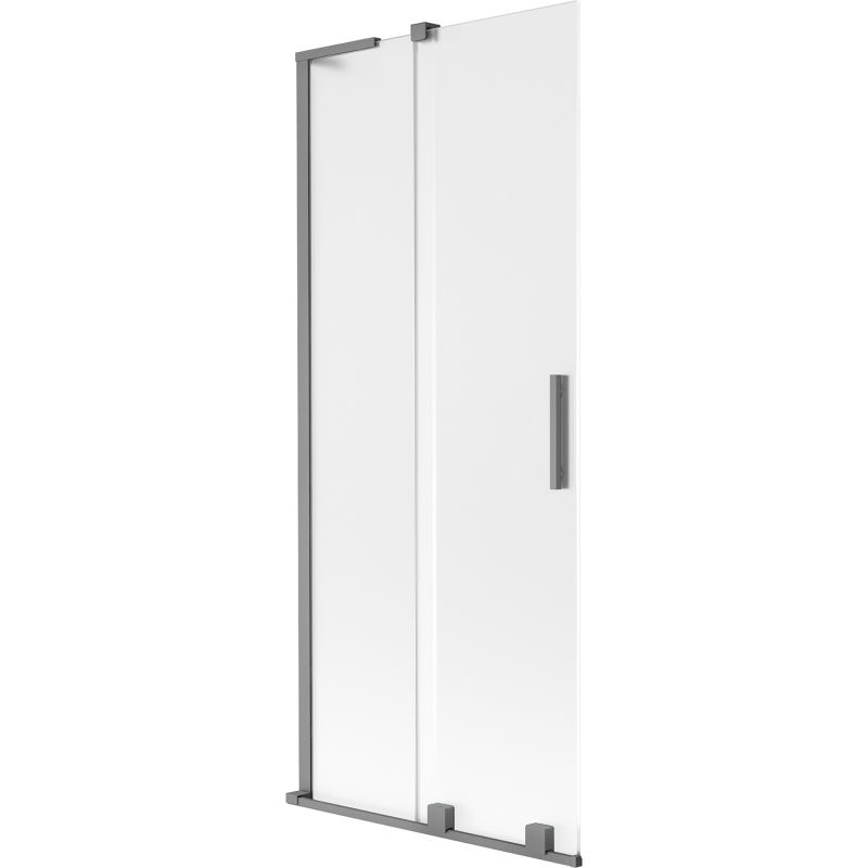 Mexen Velar L mampara de bañera corredera de 2 hojas 85 x 150 cm, escarchado, gun metal - 896-085-003-31-95