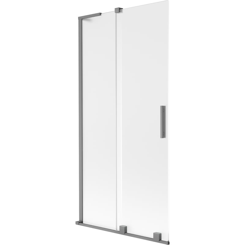 Mexen Velar L 2-delad skjutbar badrumsskärm 90 x 150 cm, frost, gun metal - 896-090-003-31-95