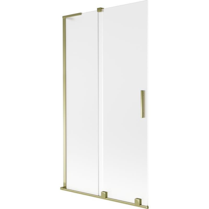Mexen Velar L Bath Screen 2-Wing Sliding 100 x 150 cm, Frosted, Gold - 896-100-003-31-50