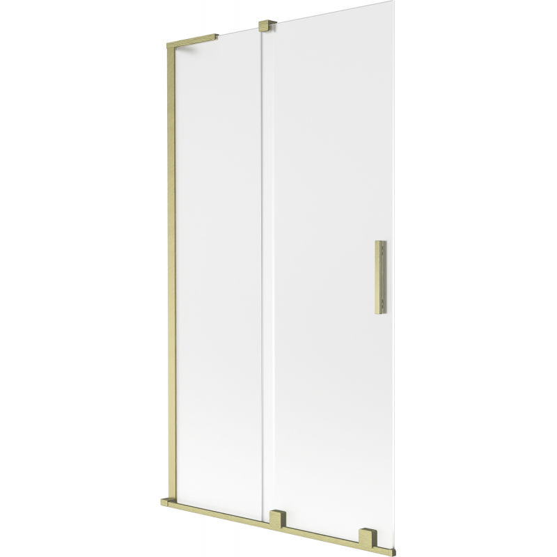 Mexen Velar L divisória de duche de 2 painéis deslizantes 100 x 150 cm, fosco, dourado escovado - 896-100-003-31-55