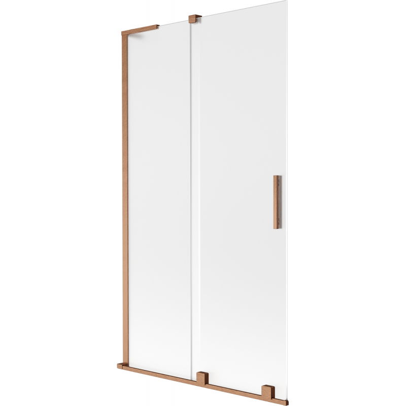 Mexen Velar L Wannentrennwand 2-flügelig verschiebbar 100 x 150 cm, matt, gebürstetes Kupfer - 896-100-003-31-65