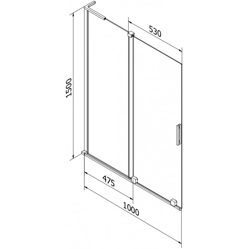 Mexen Velar L dvojkrilni drsni kadni zaslon 100 x 150 cm, mraz, črna - 896-100-003-31-70