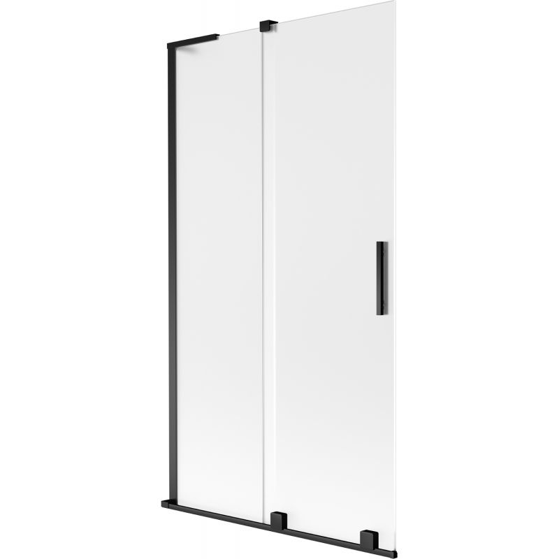 Mexen Velar L badwand 2-delige schuif 100 x 150 cm, matglas, zwart - 896-100-003-31-70
