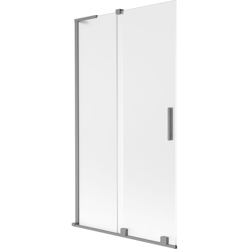 Mexen Velar L paravento per vasca da bagno a 2 ante scorrevoli 100 x 150 cm, brina, gun metal - 896-100-003-31-95